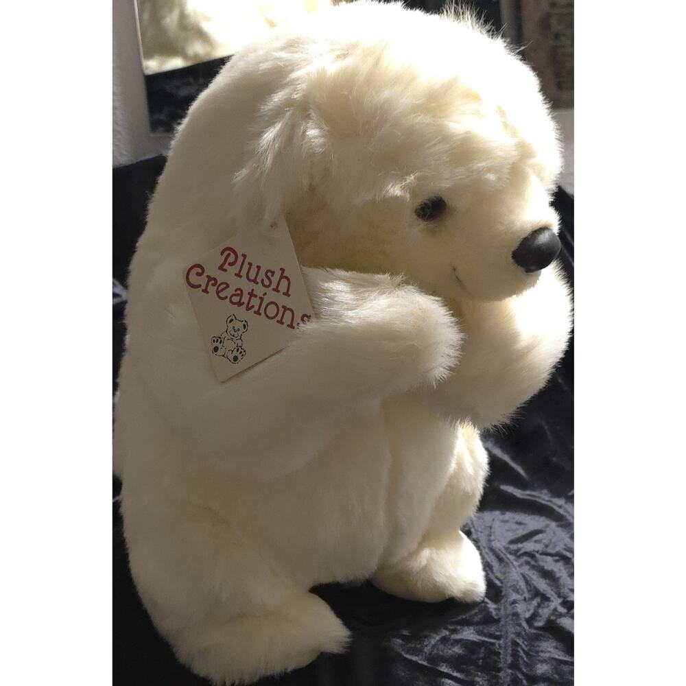 14" VINTAGE White Plush Creations INC Teddy Bear Stuffie EUC